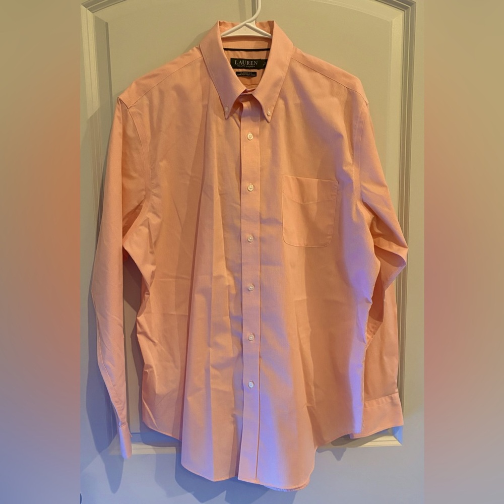 LAUREN Ralph Lauren Men's Dress Shirt Classic Fit Long Sleeve Pink 16.5 34/35